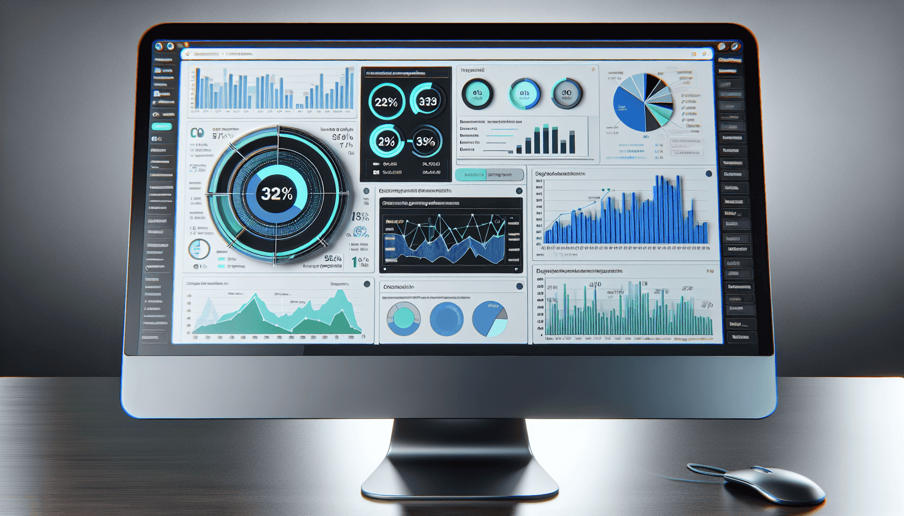 A close-up of a computer screen displaying an analytical dashboard with SEO metrics and graphs